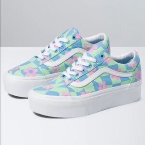 Vans Old Skool Stacked Checkerboard Floral Sneakers W 7.5